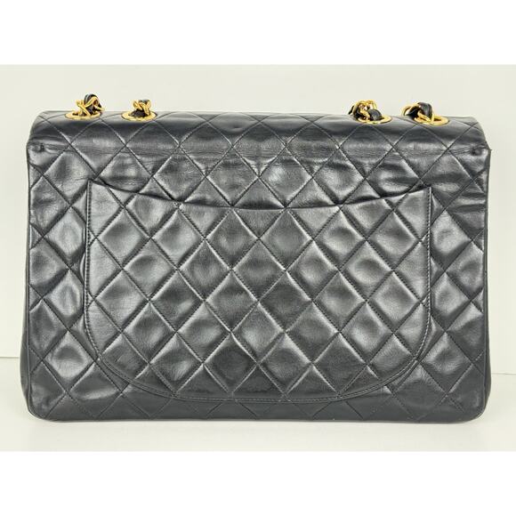Chanel Vintage Maxi Single Flap Bag Black Lambskin Leather B-6 - Picture 4 of 16